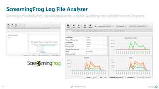 pa.ag@peakaceag20
ScreamingFrog Log File Analyser
Einsteigerfreundliches, desktopbasiertes Logfile Auditing mit vordefinierten Reports
 