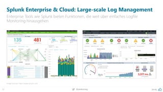 pa.ag@peakaceag22
Splunk Enterprise & Cloud: Large-scale Log Management
Enterprise Tools wie Splunk bieten Funktionen, die weit über einfaches Logfile
Monitoring hinausgehen.
Image sources: https://www.splunk.com
 