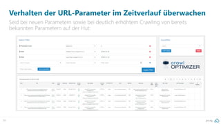 pa.ag56
Verhalten der URL-Parameter im Zeitverlauf überwachen
Seid bei neuen Parametern sowie bei deutlich erhöhtem Crawling von bereits
bekannten Parametern auf der Hut:
 