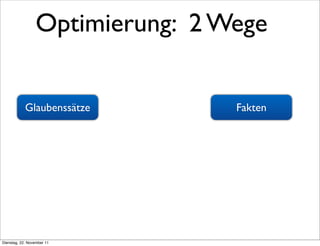 Optimierung: 2 Wege


            Glaubenssätze        Fakten




Dienstag, 22. November 11
 
