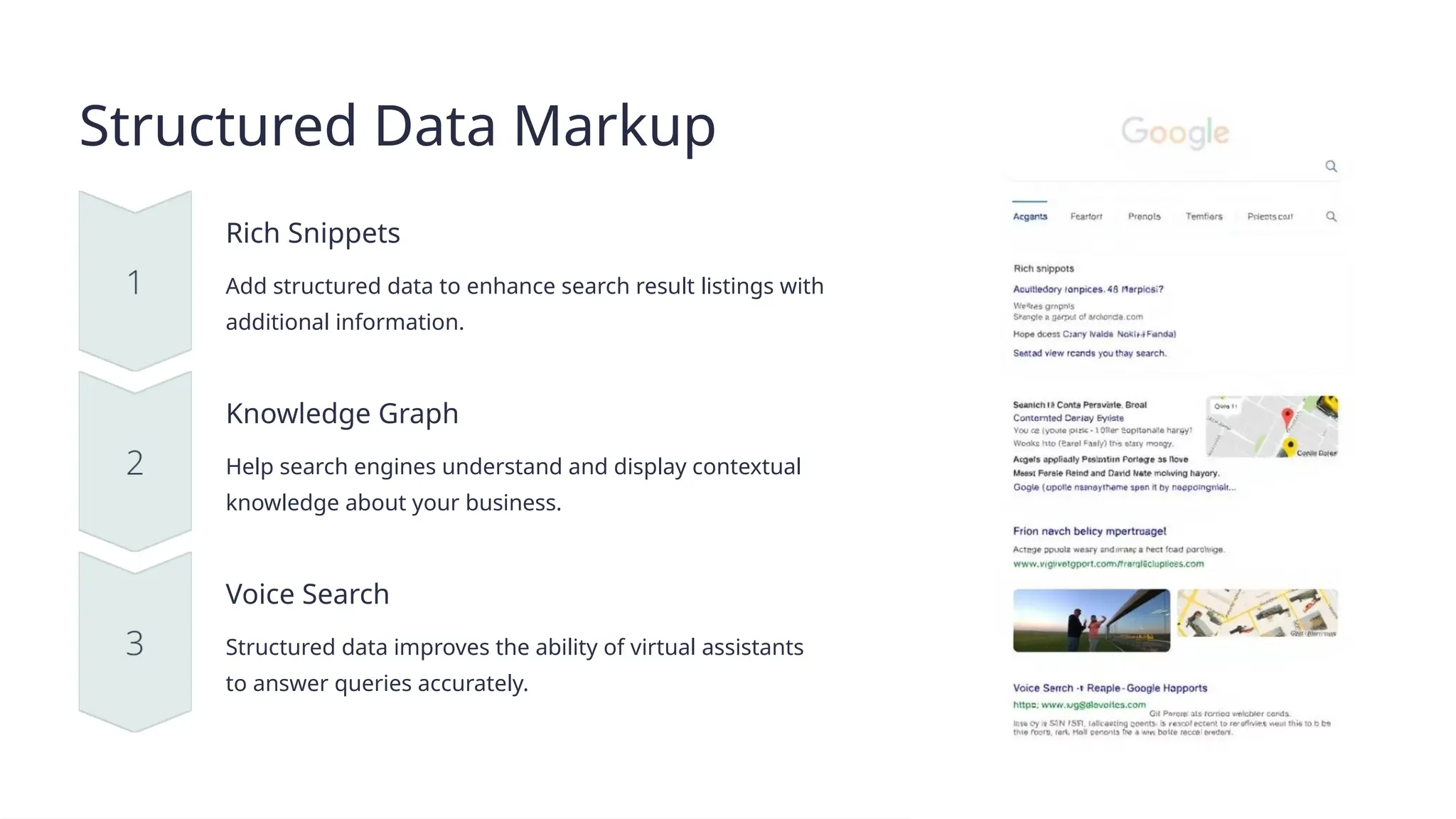 © Chandigarh University
Structured Data Markup
Rich Snippets
Add structured data to enhance search result listings with
additional information.
Knowledge Graph
Help search engines understand and display contextual
knowledge about your business.
Voice Search
Structured data improves the ability of virtual assistants
to answer queries accurately.
 