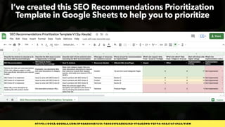 #SEOLOWHANGINGFRUIT BY @ALEYDA FROM #ORAINTI AT #WLSS 2021
I’ve created this SEO Recommendations Prioritization
Template i...