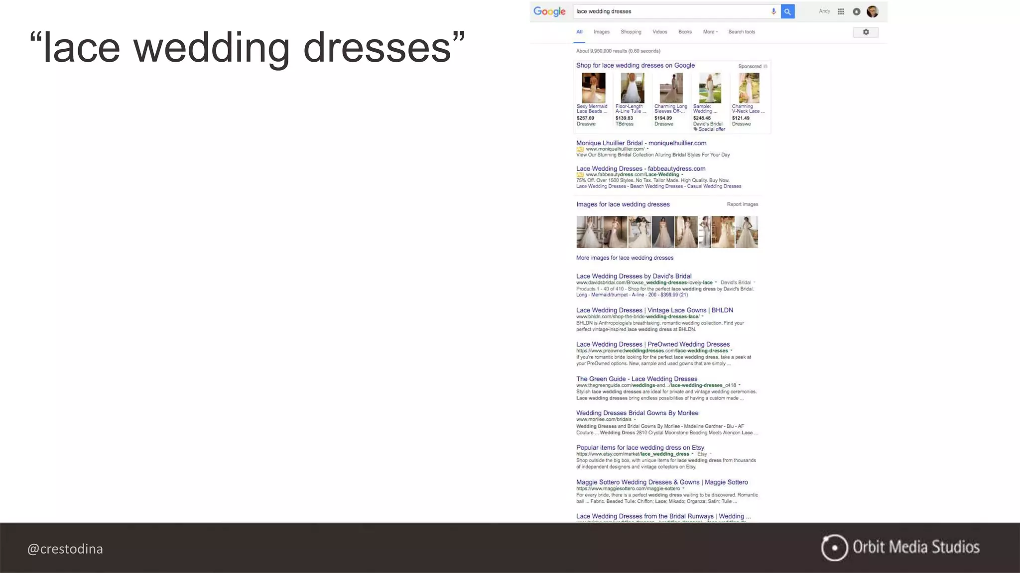 @crestodina
“lace wedding dresses”
 