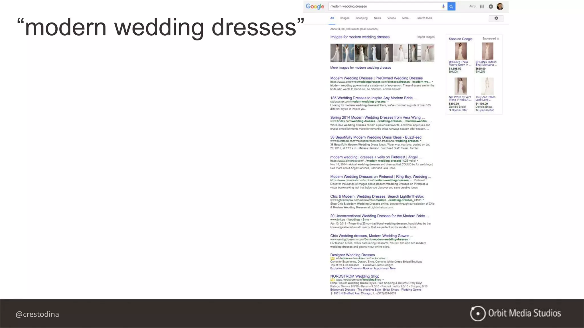 @crestodina
“modern wedding dresses”
 