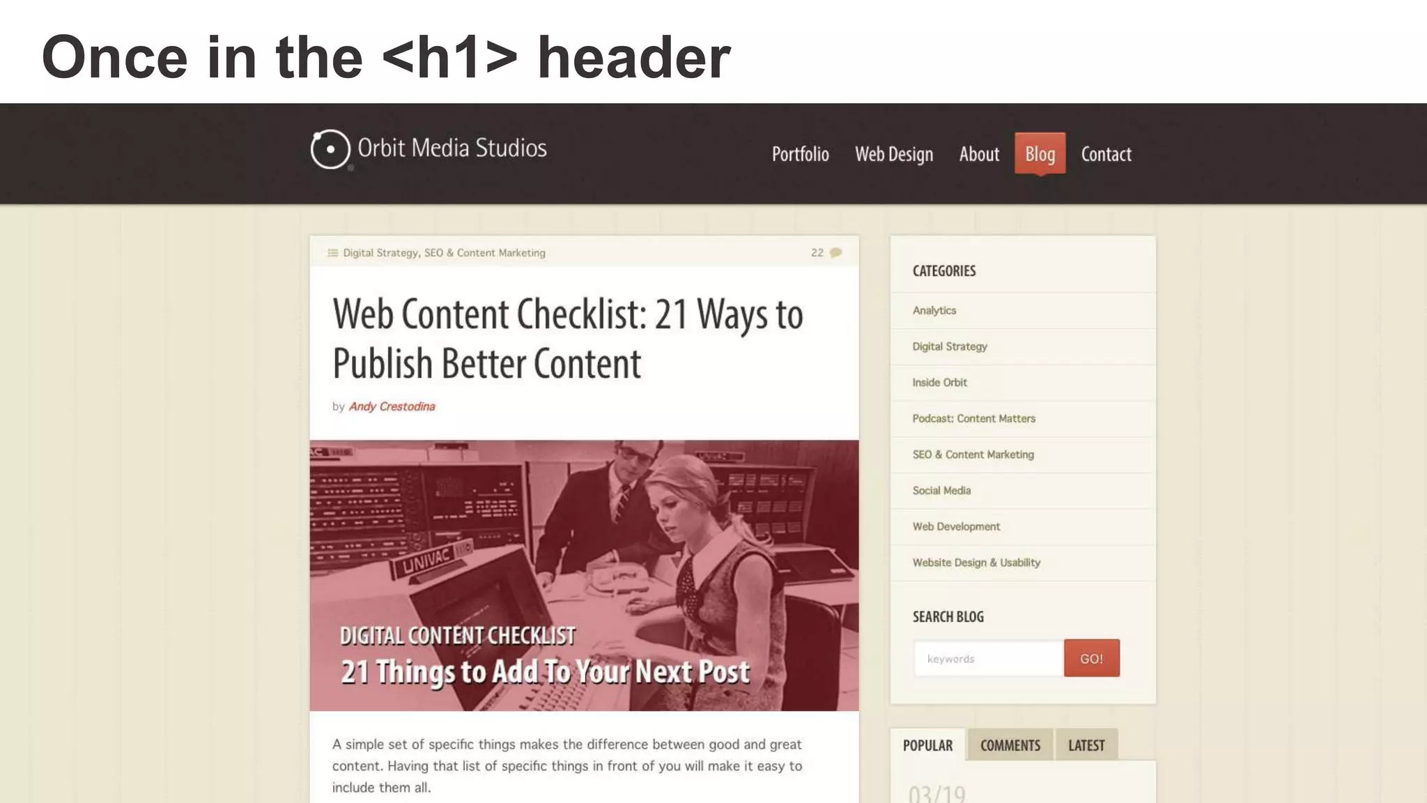 @crestodina
Once in the <h1> header
 