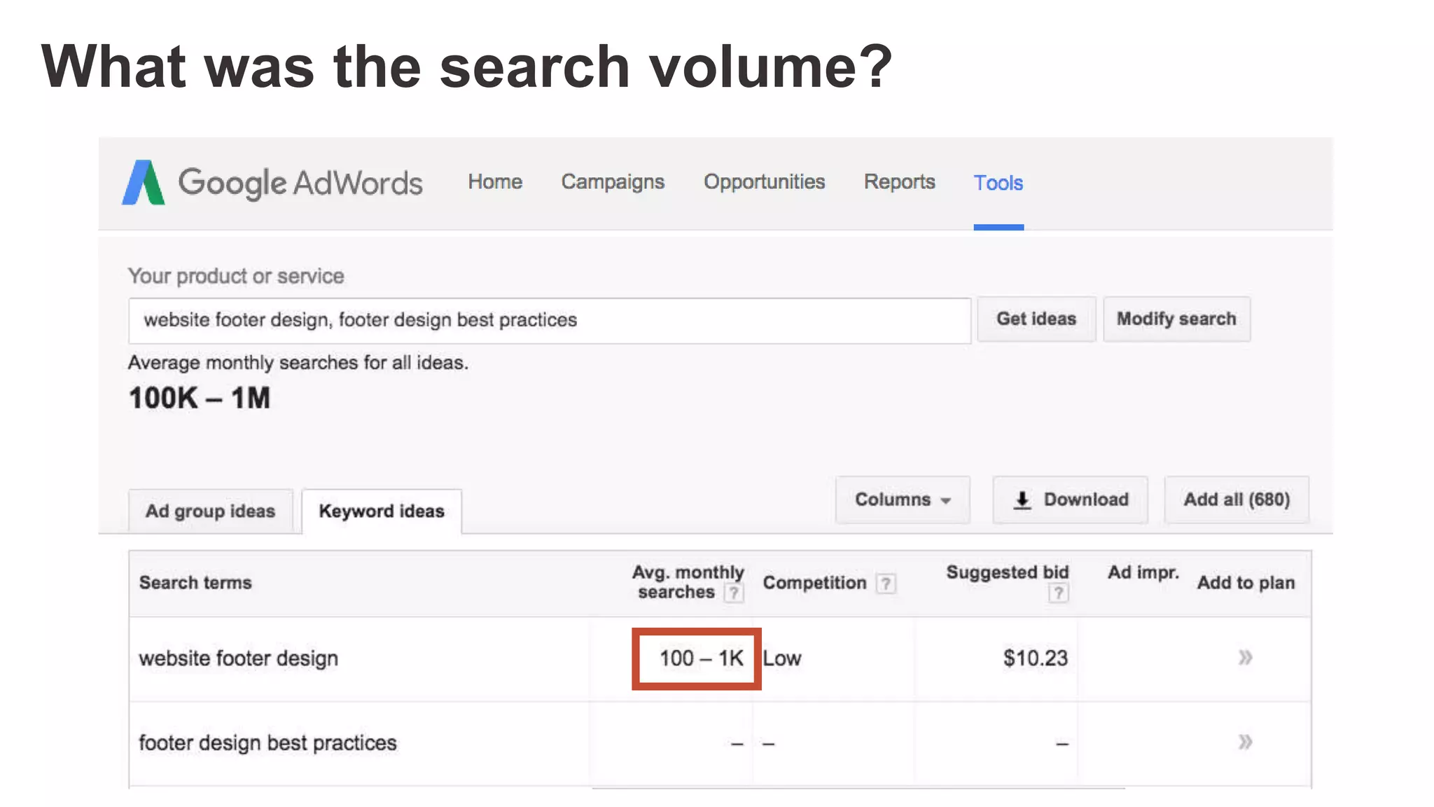 What was the search volume?
 