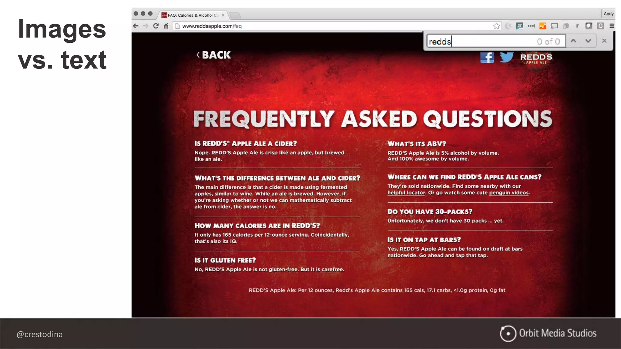 @crestodina
Images
vs. text
 