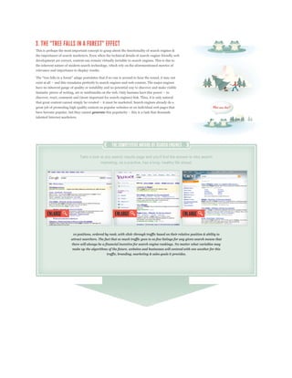 This is perhaps the most important concept to grasp about the functionality of search engines &
the importance of search marketers. Even when the technical details of search-engine friendly web
development are correct, content can remain virtually invisible to search engines. This is due to
the inherent nature of modern search technology, which rely on the aforementioned metrics of
relevance and importance to display results.




have no inherent gauge of quality or notability and no potential way to discover and make visible


discover, react, comment and (most important for search engines) link. Thus, it is only natural


great job of promoting high quality content on popular websites or on individual web pages that
have become popular, but they cannot generate
talented Internet marketers.




                                             marketing, as a practice, has a long, healthy life ahead.




                          10 positions, ordered by rank, with click-through traffic based on their relative position & ability to
                        attract searchers. The fact that so much traffic goes to so few listings for any given search means that
                         there will always be a financial incentive for search engine rankings. No matter what variables may
                         make up the algorithms of the future, websites and businesses will contend with one another for this
                                                 traffic, branding, marketing & sales goals it provides.
 