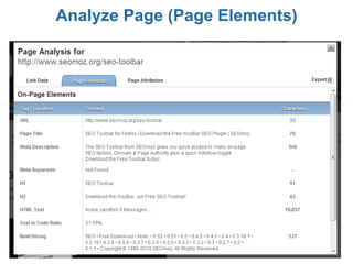 Analyze Page (Page Elements)
 