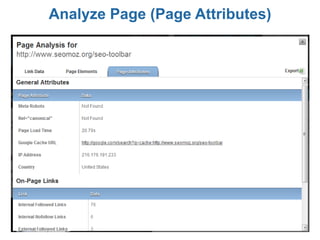 Analyze Page (Page Attributes)
 