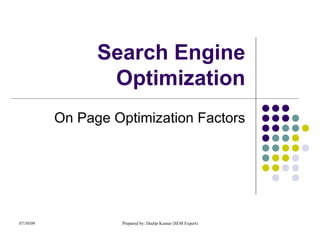 Search Engine Optimization On Page Optimization Factors 