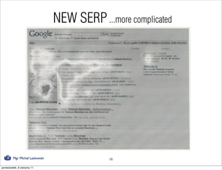 NEW SERP ...more complicated




         Mgr Michał Laskowski                10

poniedziałek, 8 sierpnia 11
 