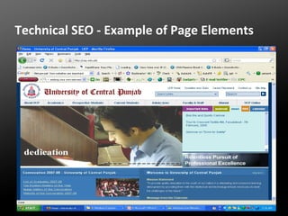 Technical SEO - Example of Page Elements

 