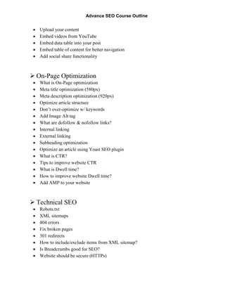 SEO - Search Engine Optimization Training Module | PDF
