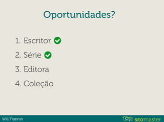 Will Trannin
Oportunidades?
1. Escritor
2. Série
3. Editora
4. Coleção
 