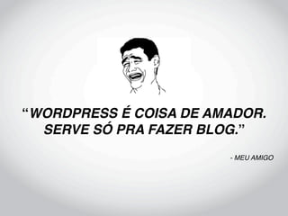 “WORDPRESS É COISA DE AMADOR.
  SERVE SÓ PRA FAZER BLOG.”
                        - MEU AMIGO
 
