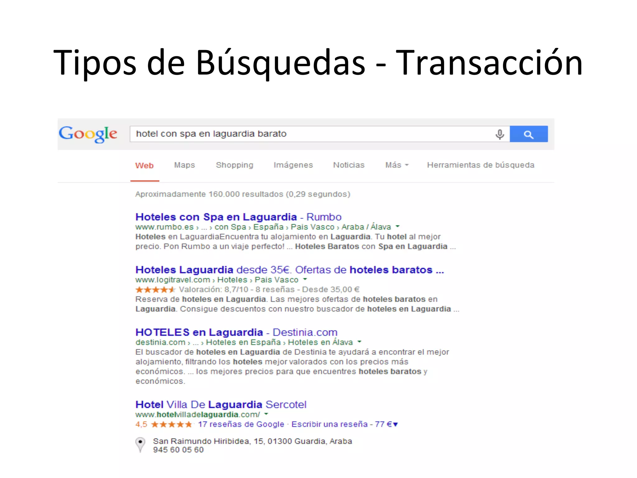 Tipos 
de 
Búsquedas 
-­‐ 
Transacción 
 