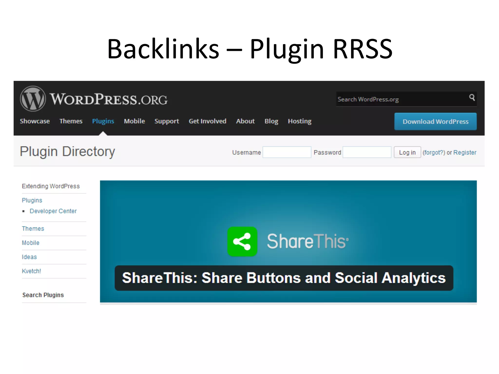 Backlinks 
– 
Plugin 
RRSS 
 