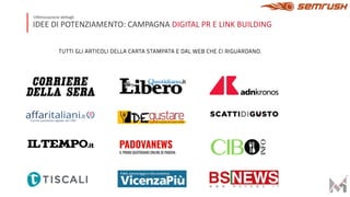 IDEE DI POTENZIAMENTO: CAMPAGNA DIGITAL PR E LINK BUILDING
O4mizzazione de=agli
 