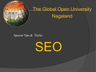 The Global Open University
Nagaland
SEO
Special Tips & Tricks
 