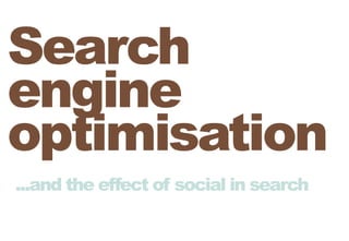 Search
engine
optimisation
...and the effect of social in search
 