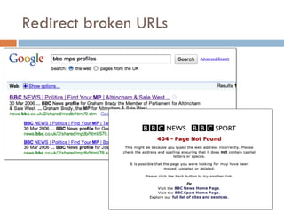 Redirect broken URLs 
