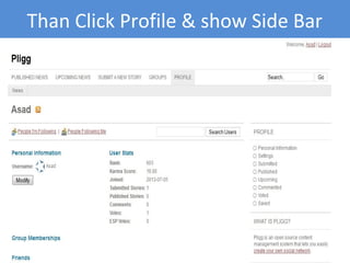 Than Click Profile & show Side Bar
 