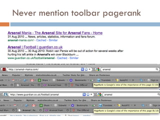 Never mention toolbar pagerank 