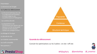 Pyramide du référencement
Cumuler les optimisations sur les 3 piliers : on site + off-site
Présentation
La dominance de Go...