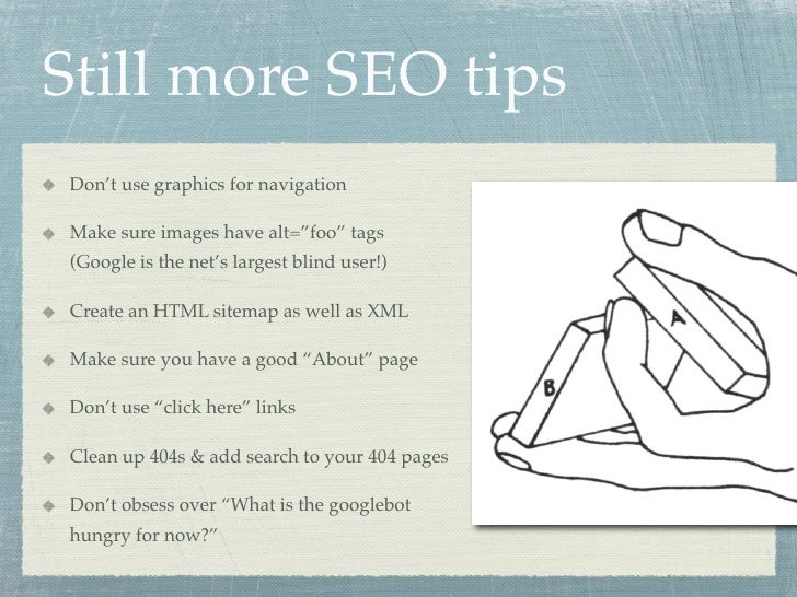 SEO: Optimizing Sites for People (and search engines) slideshare - 웹