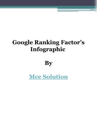 Google Ranking Factor’s
Infographic
By
Mce Solution
 
