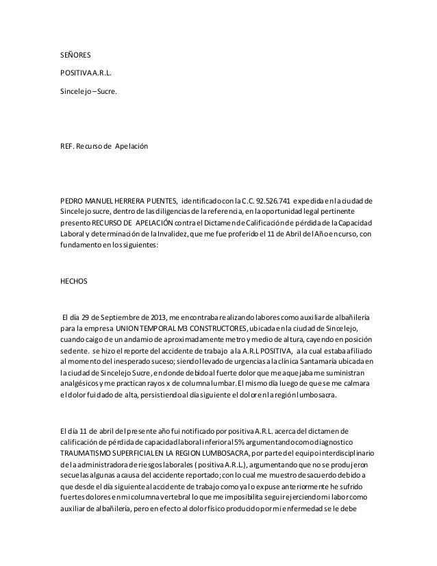Señores carta de apelacion jcr Señores carta de apelacion jcr