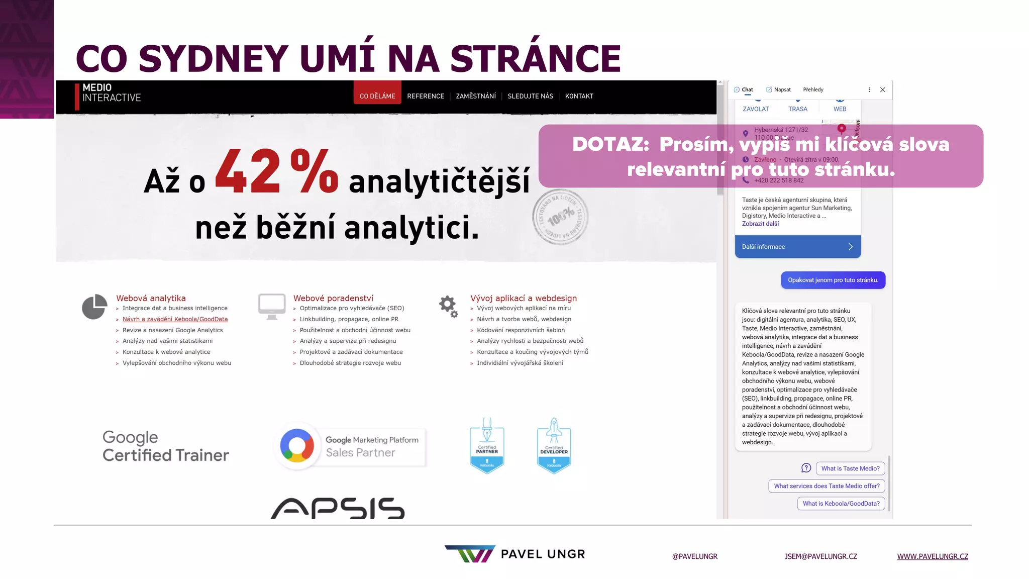 JSEM@PAVELUNGR.CZ WWW.PAVELUNGR.CZ
@PAVELUNGR
CO SYDNEY UMÍ NA STRÁNCE
 