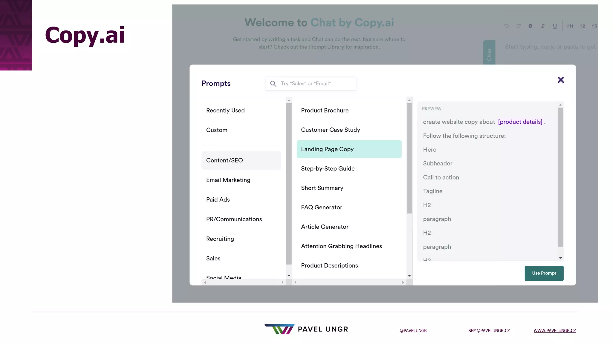 JSEM@PAVELUNGR.CZ WWW.PAVELUNGR.CZ
@PAVELUNGR
Copy.ai
 