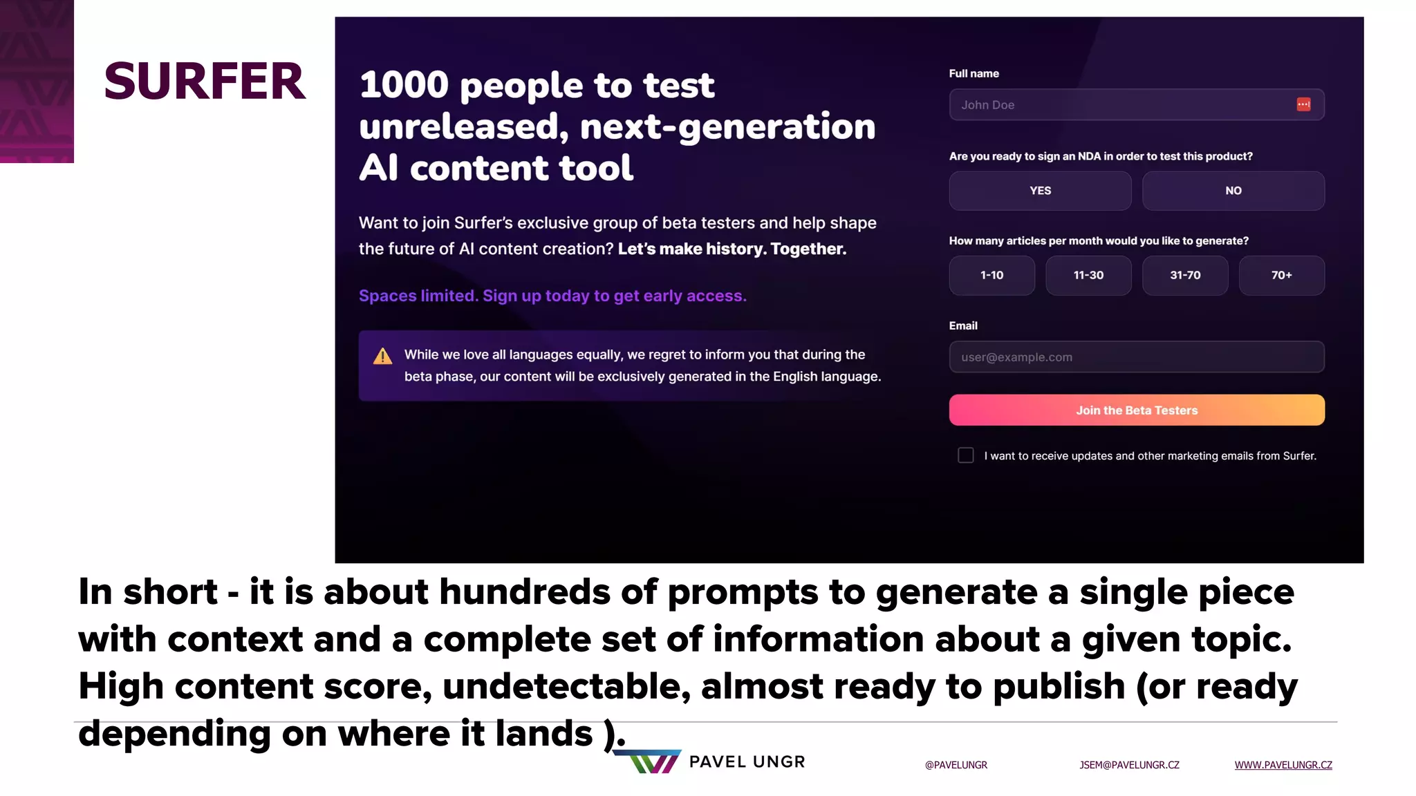 JSEM@PAVELUNGR.CZ WWW.PAVELUNGR.CZ
@PAVELUNGR
SURFER
 