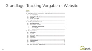 Grundlage: Tracking Vorgaben - Website
41
 