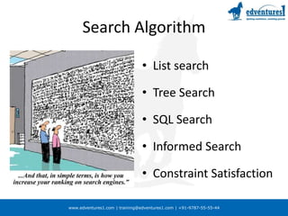 Search AlgorithmList searchTree SearchSQL SearchInformed SearchConstraint Satisfaction