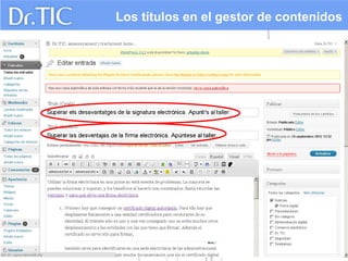 Los títulos en el gestor de contenidos

 