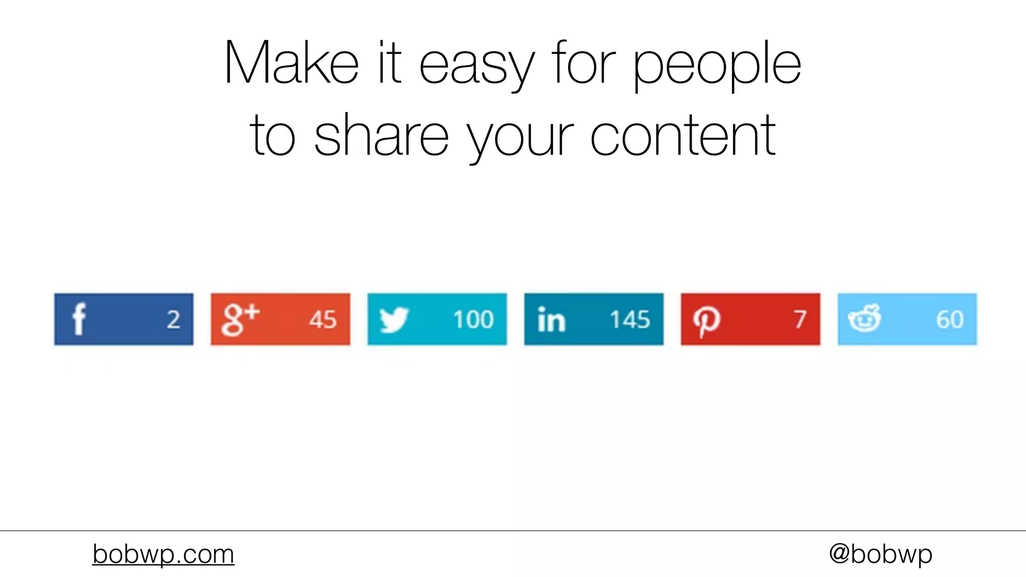 bobwp.com @bobwp
Make it easy for people
to share your content
 