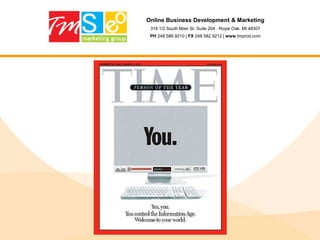 Online Business Development & Marketing316 1/2 South Main St. Suite 204 . Royal Oak, MI 48307PH 248.586.9210 | FX 248.582.9212 | www.tmprod.comStep 12: LinksFor internal linking - put nofollow attribute on links to unimportant pages (from SEO standpoint - like "Privacy Policy", "Contact us" and other pages)Put keywords in anchor textsIf link anchor is an image then put anchor text in image's "alt" attributeAvoid keyword stuffing in anchor textsAvoid using un-related phrases like "click here" or "more..." in anchor textsLinking to similar external sites will help search engines to determine your site's themeCheck your anchor texts and nofollow attributes