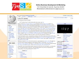 Online Business Development & Marketing316 1/2 South Main St. Suite 204 . Royal Oak, MI 48307PH 248.586.9210 | FX 248.582.9212 | www.tmprod.comSocial MediaWhat are best practices?Which sites to use?Get a game plan! Goals!Set a budget & include time!Track and refine!