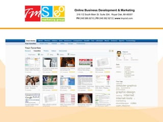 Online Business Development & Marketing316 1/2 South Main St. Suite 204 . Royal Oak, MI 48307PH 248.586.9210 | FX 248.582.9212 | www.tmprod.comWhat is Social Media?“Social media describes the online technologies and practices that people use to share content, opinions, insights, experiences, perspectives,and media themselves.”Social media is…EditablePopularConversationFastHistorical