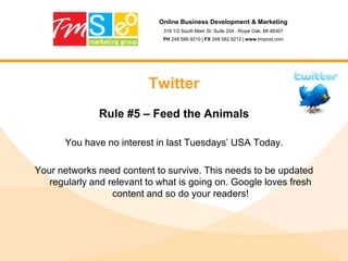 Online Business Development & Marketing316 1/2 South Main St. Suite 204 . Royal Oak, MI 48307PH 248.586.9210 | FX 248.582.9212 | www.tmprod.comWikipediaMore than a third of American adult internetusers (36%) consult the citizen-generatedonline encyclopedia Wikipedia.• Credibility has been called into question.• Regardless, Wikipedia receives top placement on Google and almost 10% of daily Internet users visit the site.