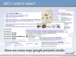 SEO // what’s what?
there are many ways google presents results
 