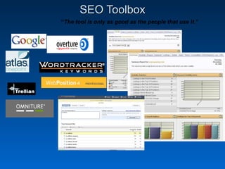 SEO Toolbox
“The tool is only as good as the people that use it.”
 