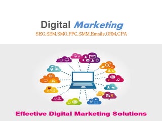 Digital Marketing
SEO,SEM,SMO,PPC,SMM,Emails,ORM,CPA
 