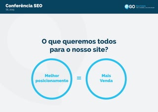 Conferência SEO
SIL 2015
Todo o imobiliário, uma única solução
O que queremos todos
para o nosso site?
Melhor
posicionamento
Mais
Venda=
 