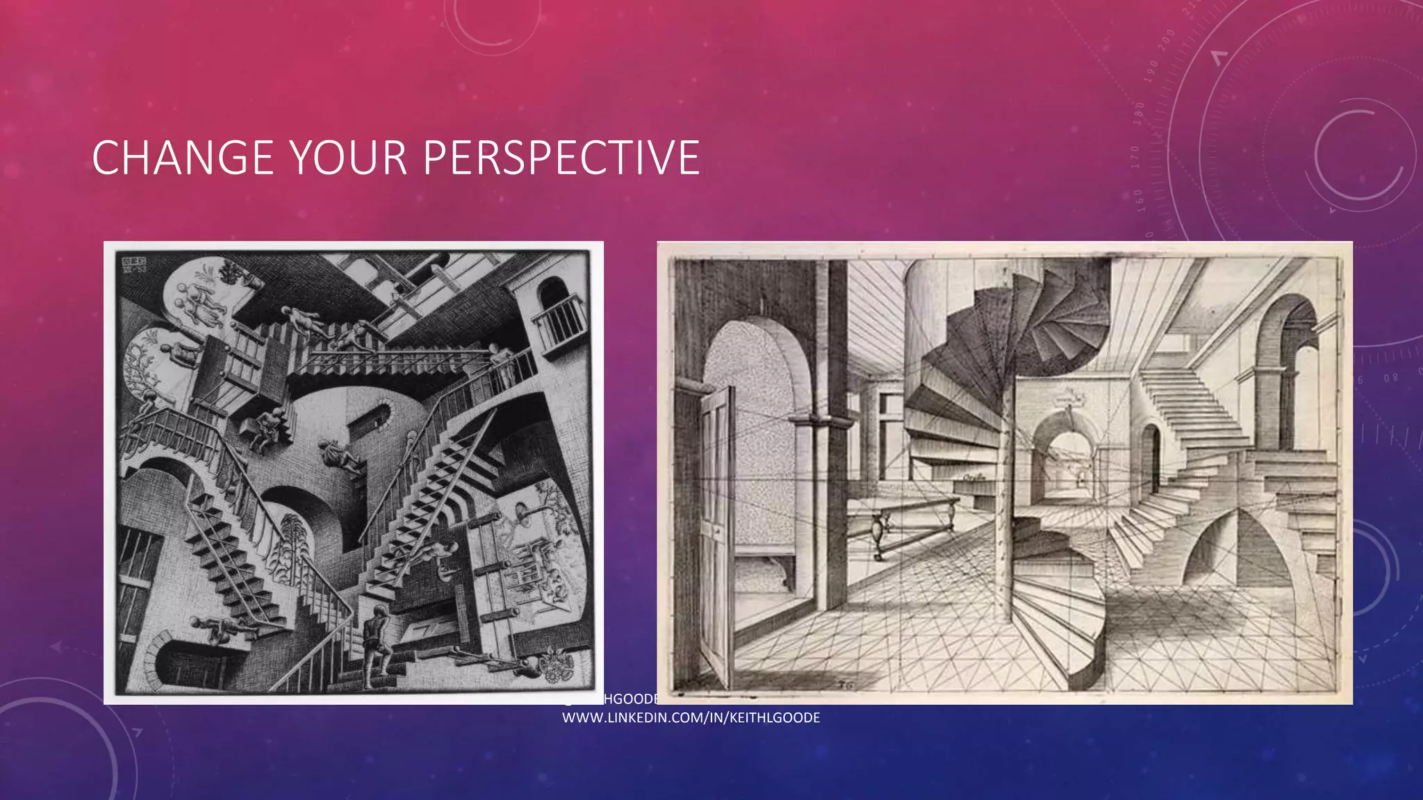 CHANGE YOUR PERSPECTIVE 
@KEITHGOODE +KEITHGOODE 
WWW.LINKEDIN.COM/IN/KEITHLGOODE 
 