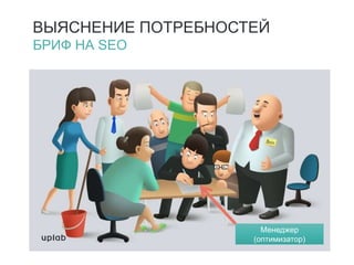 ВЫЯСНЕНИЕ ПОТРЕБНОСТЕЙ
БРИФ НА SEO
Менеджер
(оптимизатор)
 