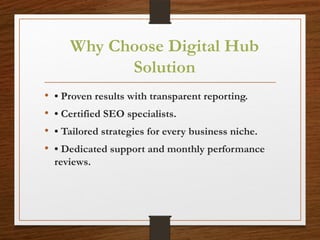 SEO Solutions at Digital Hub Solution (SEO) | PPTX